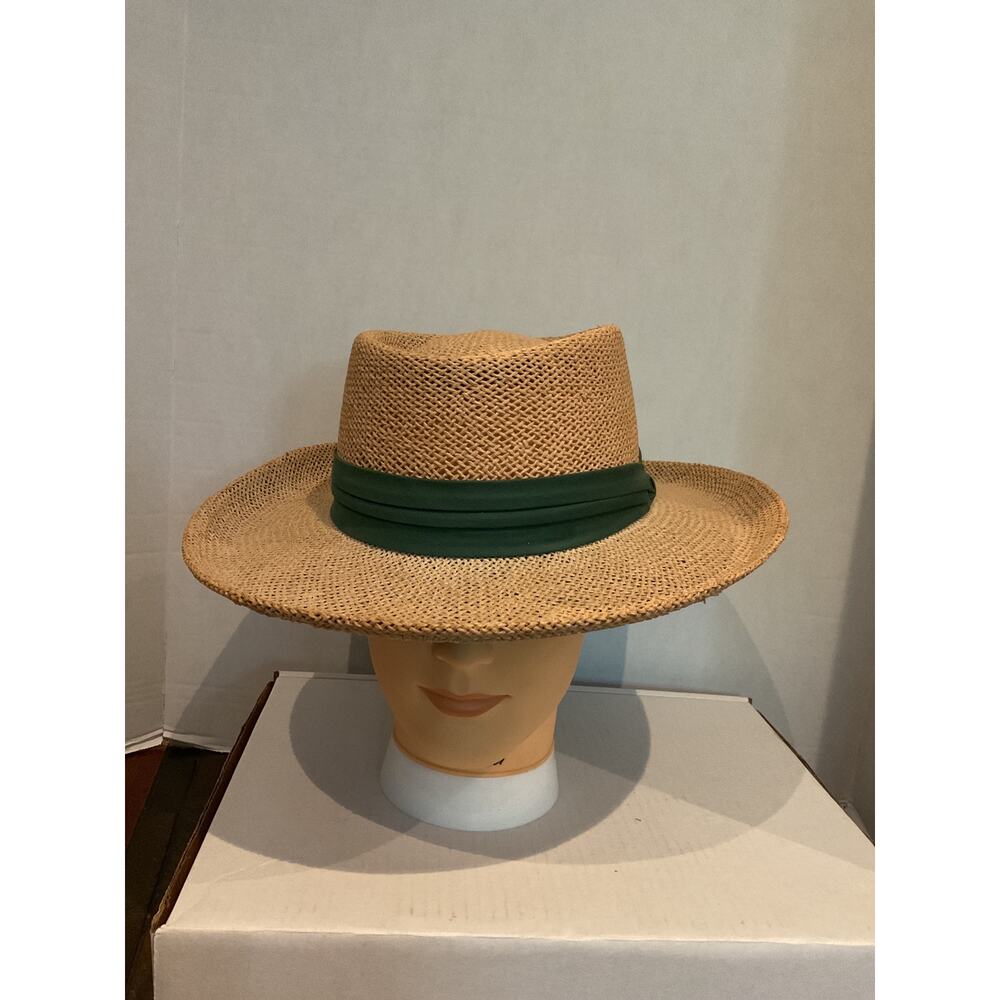 Summer Club- Straw Panama hat with green hat band - one size - Picture 9 of 12